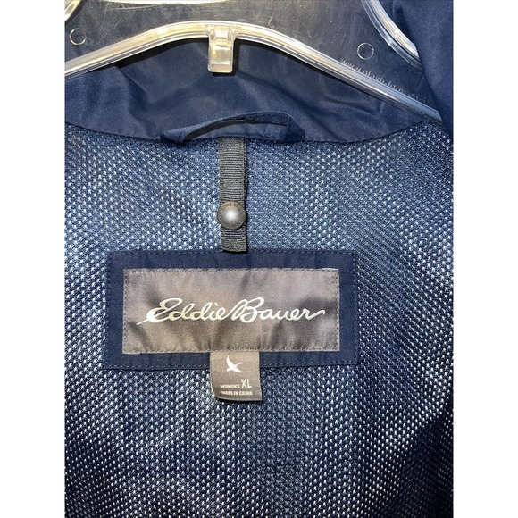 Eddie Bauer Rain Coat Womens Size XL Hooded Jacket Blue Barely Worn Mesh Lined - Picture 2 of 9